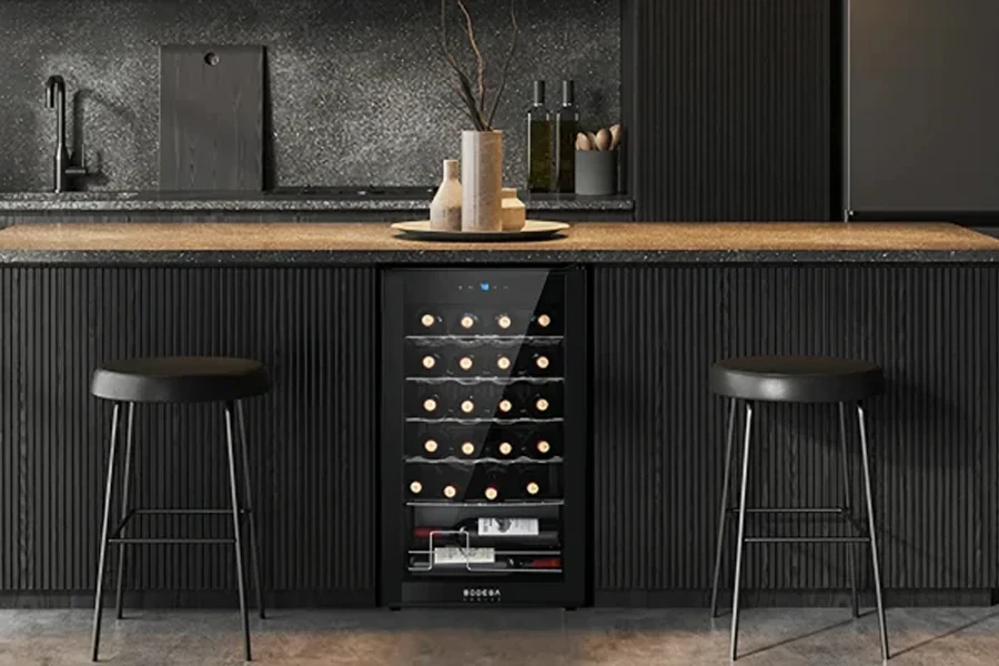 Wine cooler cabinet with smart temperature stabilization system