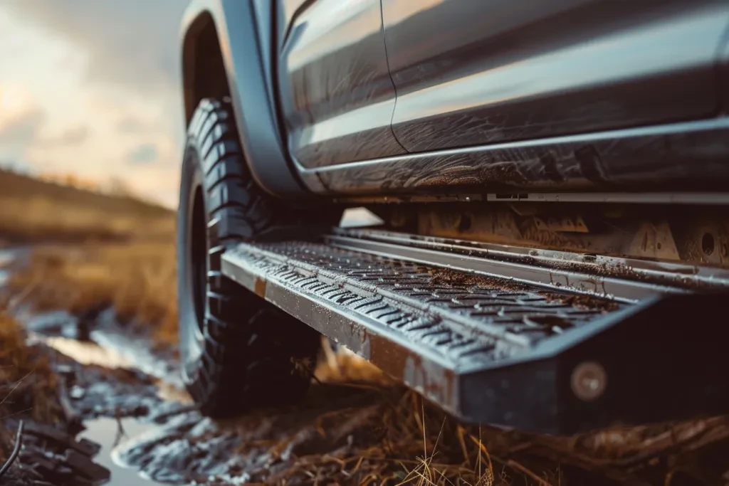 a black running board on the side