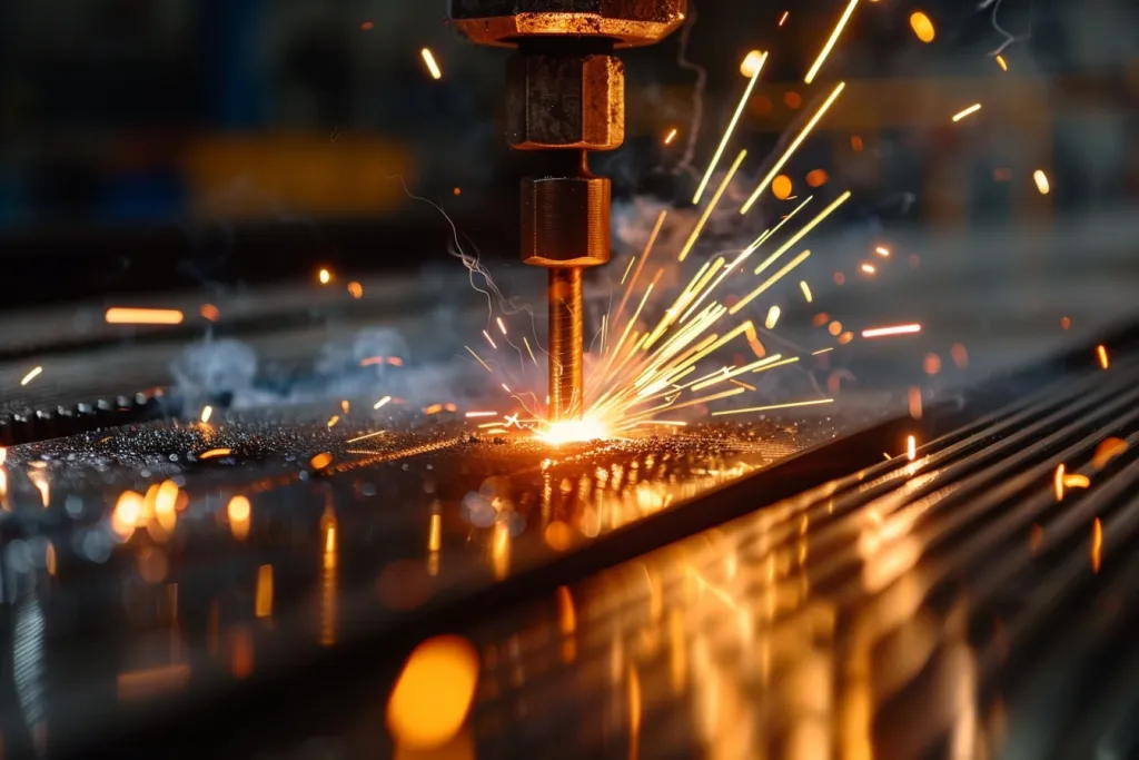 A closeup of an electric welding gun
