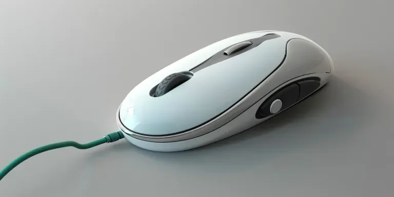 A computer mouse with an oval shaped body