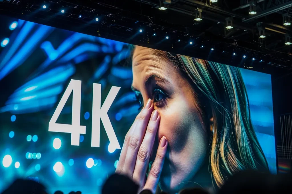 A large TV screen on the stage show