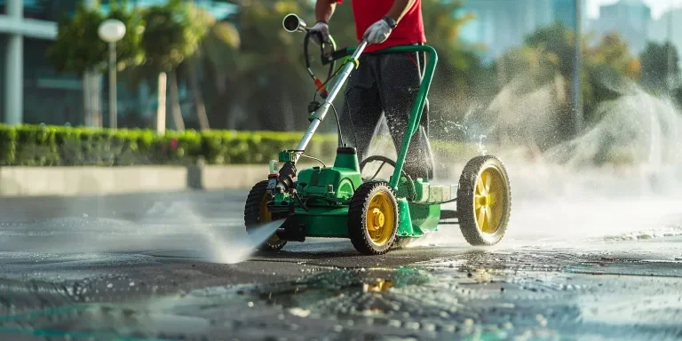 A man using a pressure washer