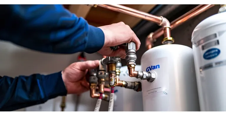 A photo of a water filter being set up