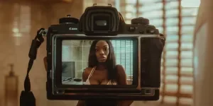A photo of an old style digital camera