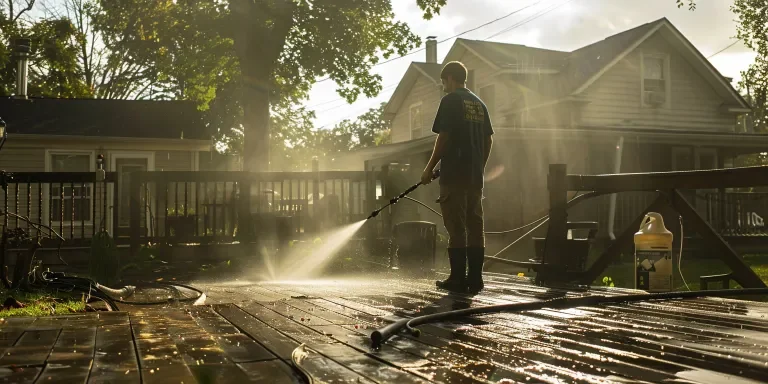 A photo of someone using an industrial high pressure sprayer