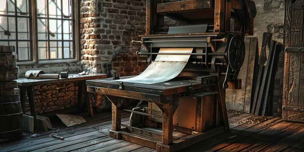 A printing press machine from the Renaissance period