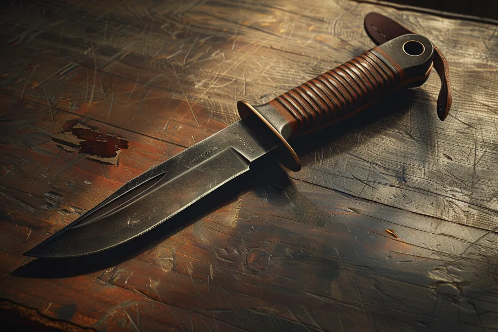 a quartermaster knife on the wooden floor