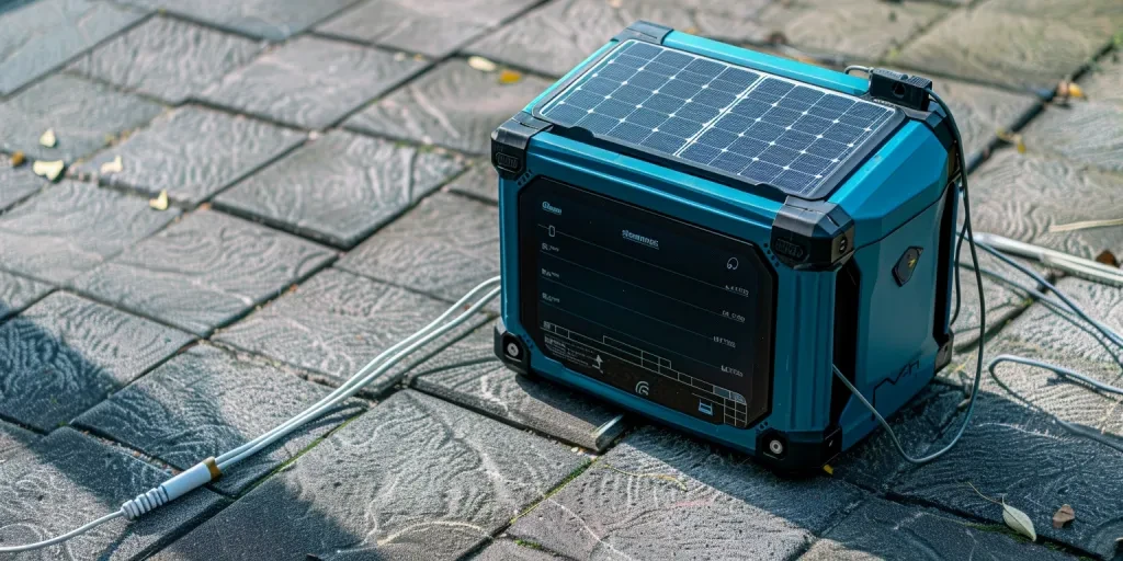 Un generador de energía solar en el suelo.