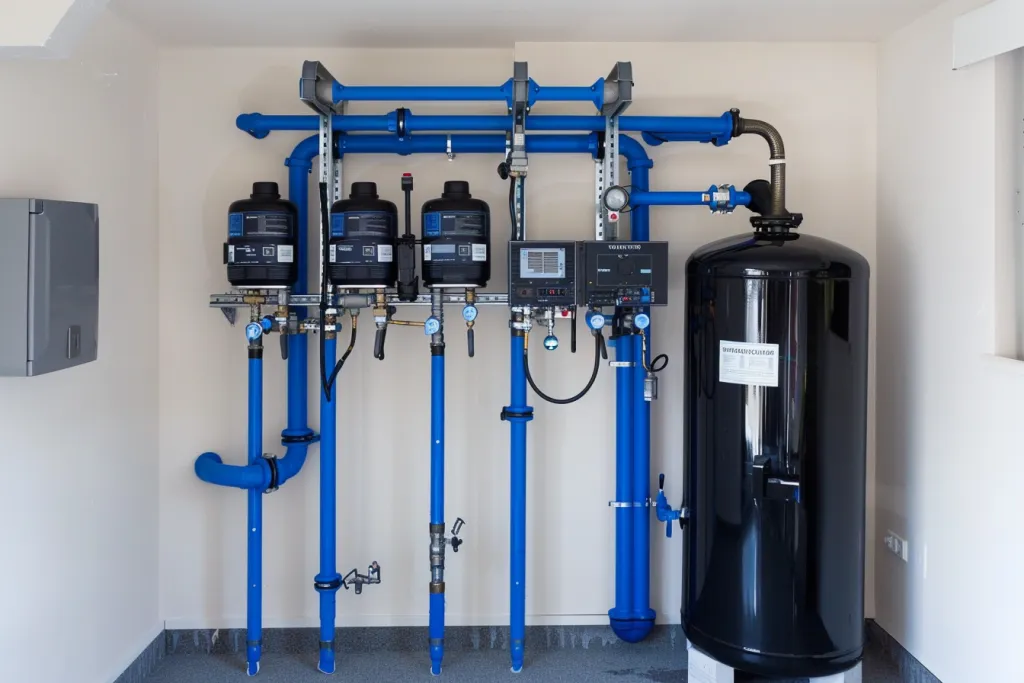 A water softener system with a control panel
