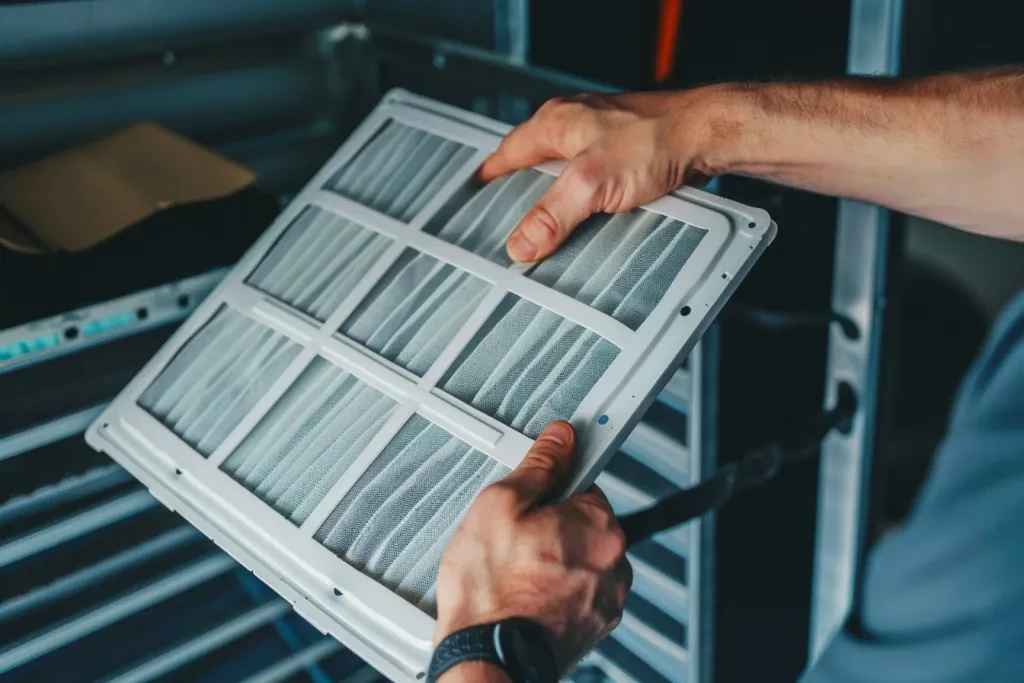 An air onward filters being replaced by an amazing technician
