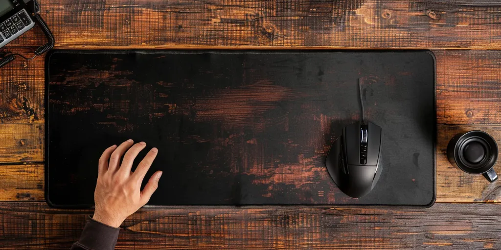 black mouse pad with hand rest for gaming and office use