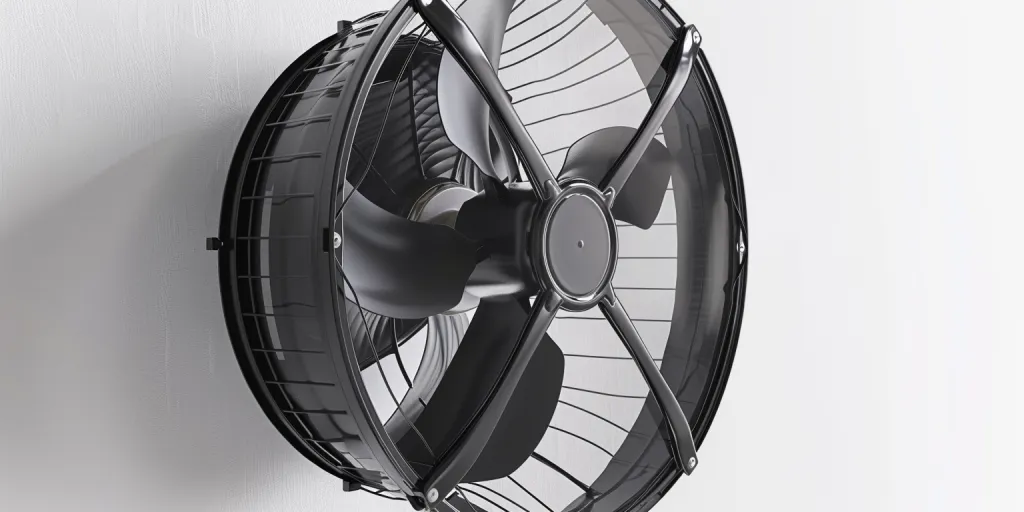 garage fan with power supply and electric cable