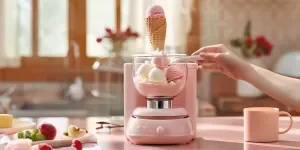 small ice cream machine with an ice and snow themed style