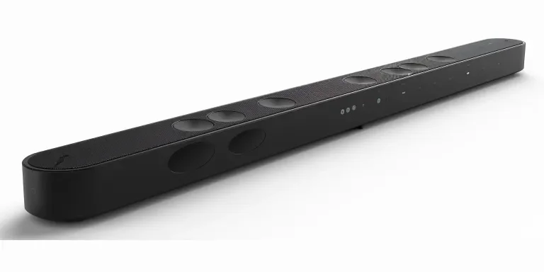 The soundbar is black