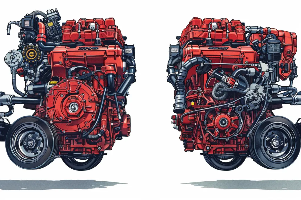 Two red engine images