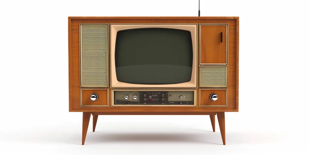 Vintage television isolated on white background