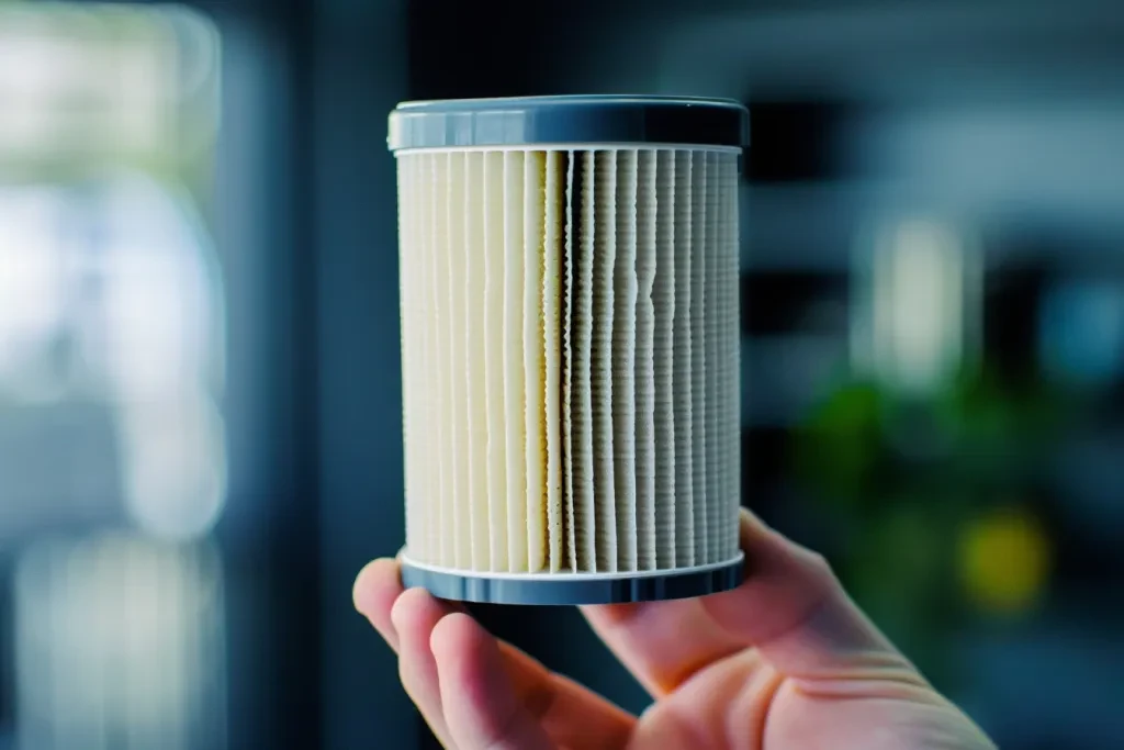 a photo of an air psychotic filter being pulled out