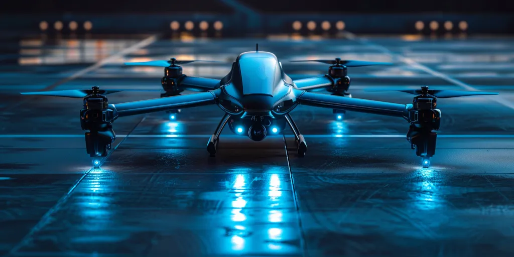 a drone with blue lights