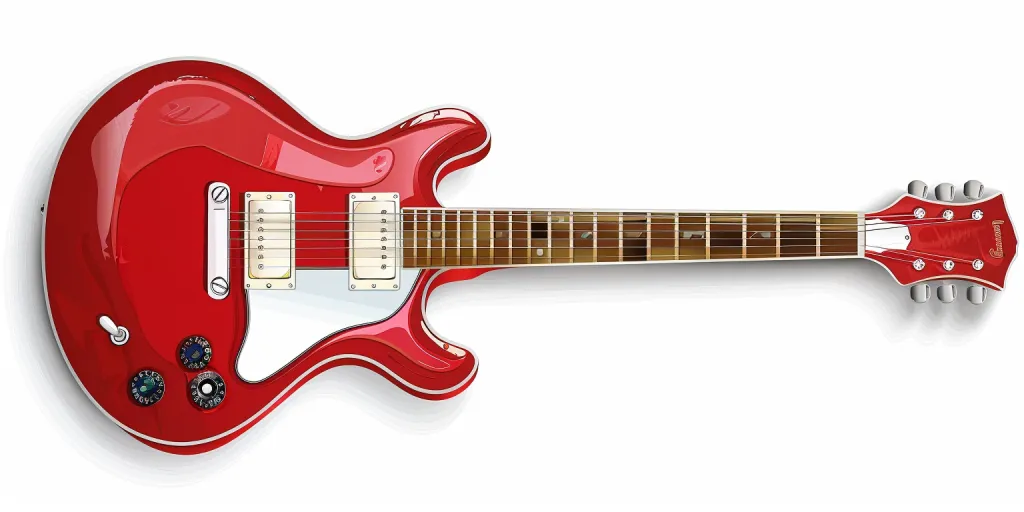 red electric guitar on a white background