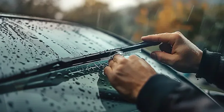 Una persona sostiene la escobilla del limpiaparabrisas.