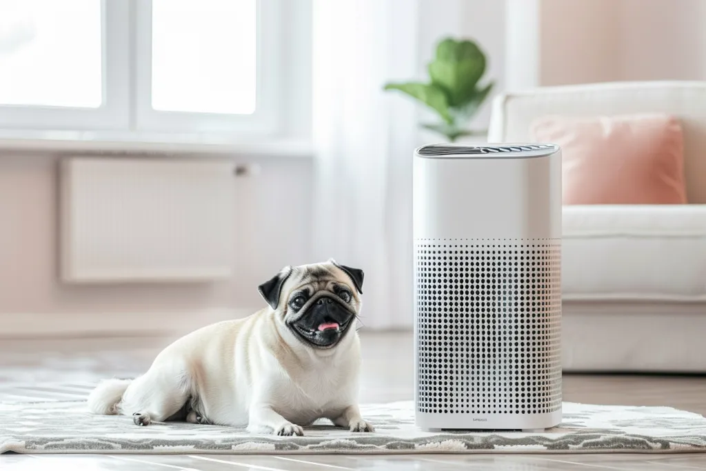 A photo of an air purifier in the living room