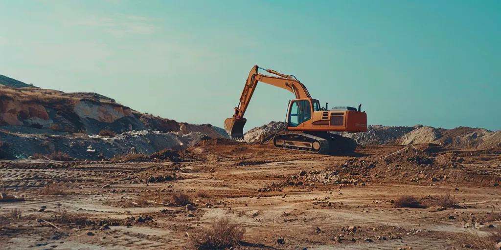 A photo of an excavator in the background