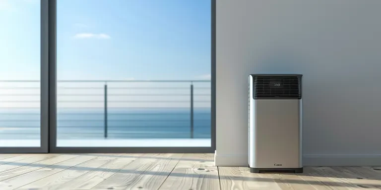 a photo of the air conditioner on wooden floor