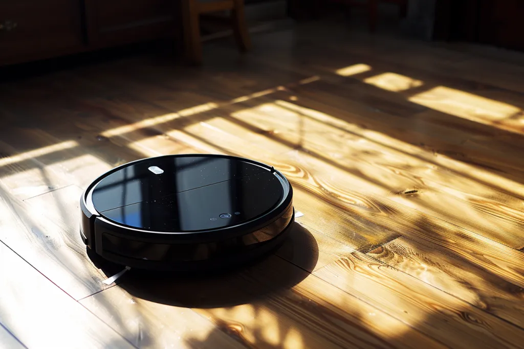Photo of a robotic vacuum cleaner on the floor