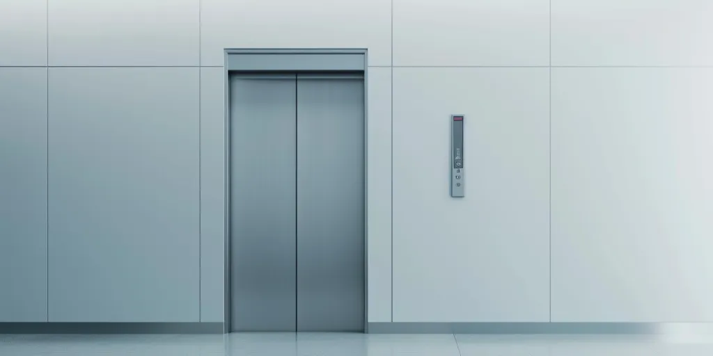 a photo of an elevator door against a white background