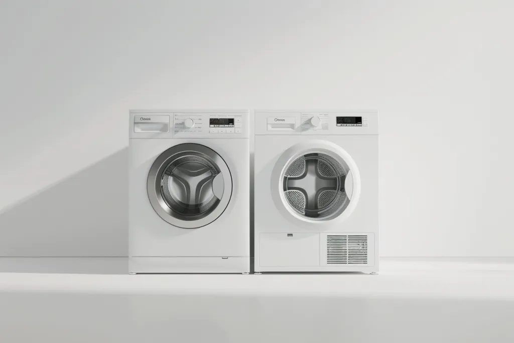 Washing machine and dryer on a white background