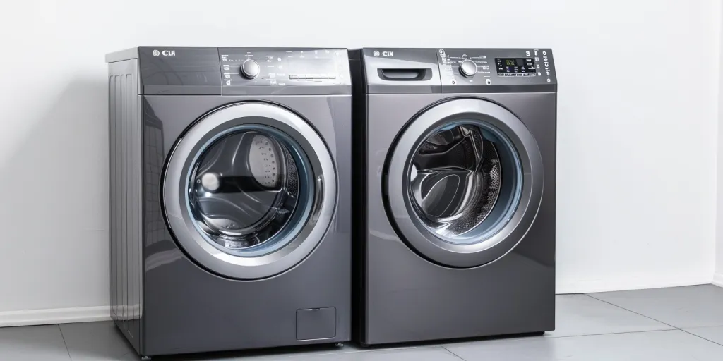 black gray high end large washing machine and dryer set