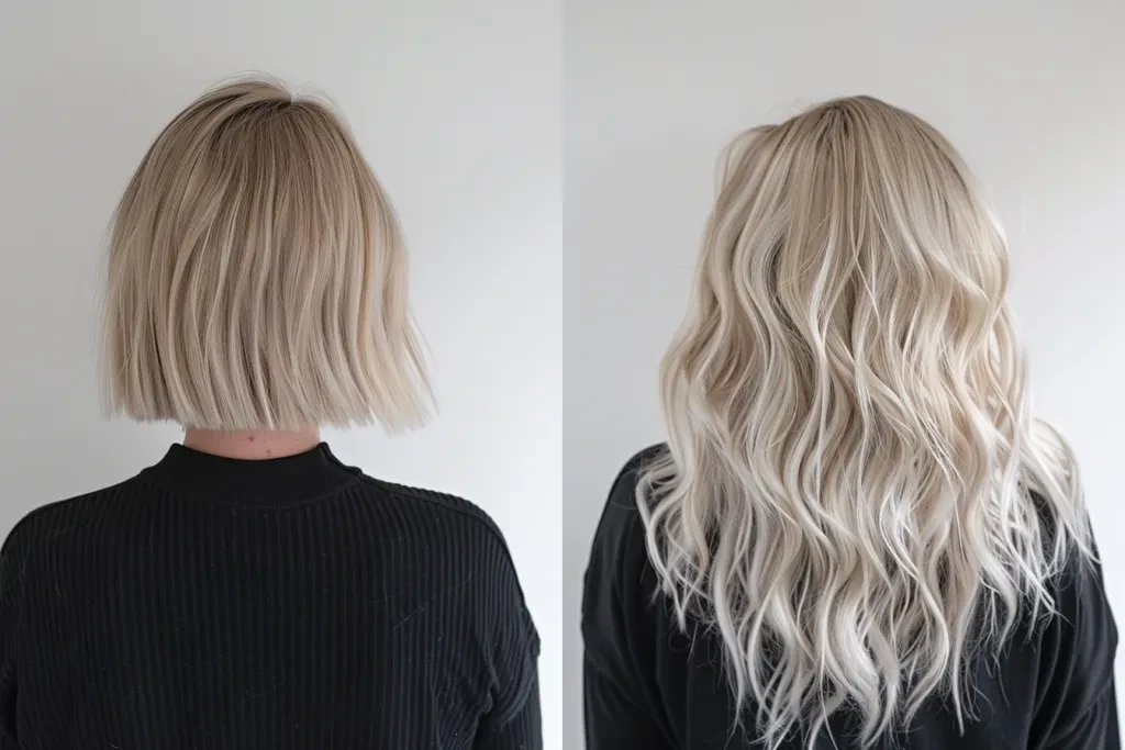 before and after hair extensions