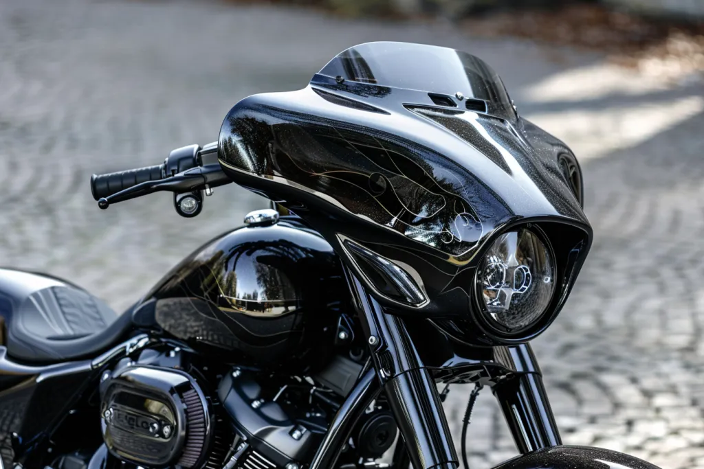 black color with chrome headlight and fairing