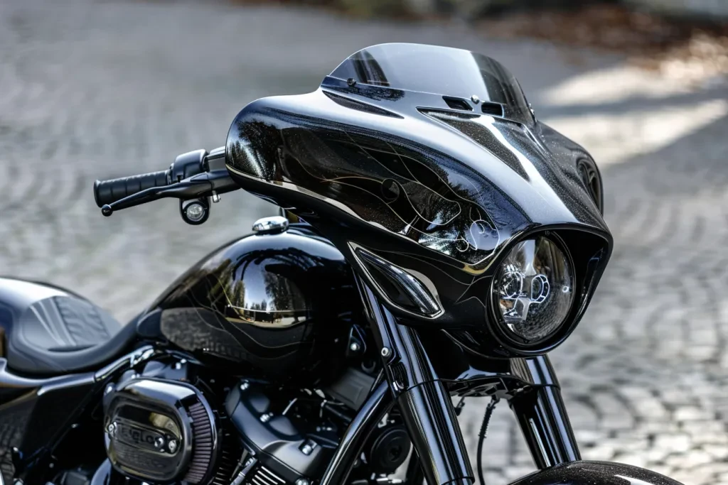 black color with chrome headlight and fairing