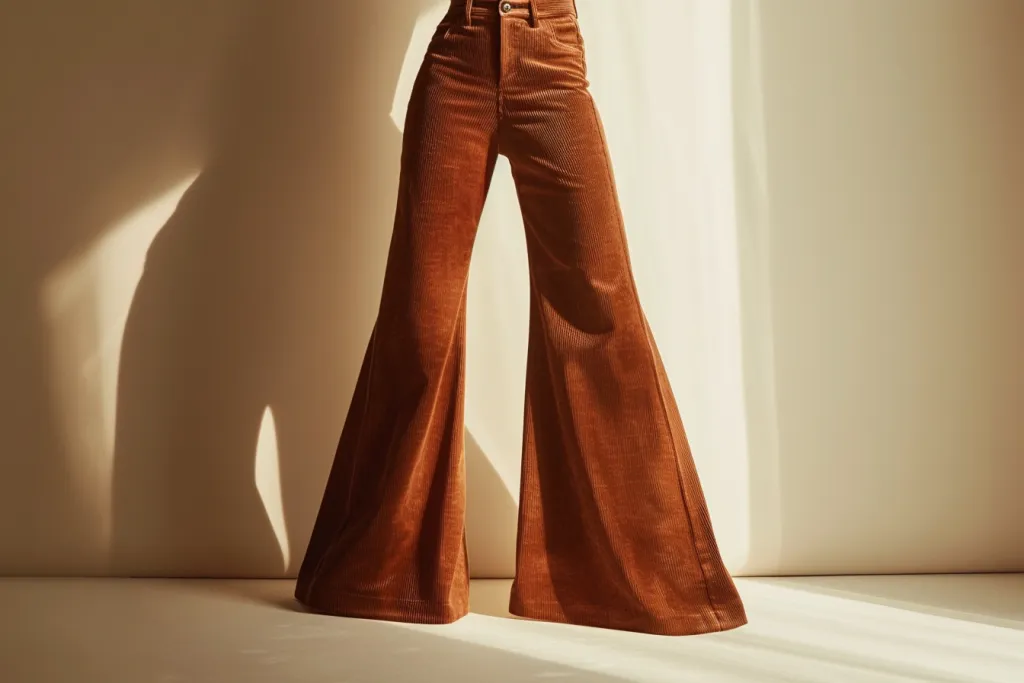 brown corduroy bell bottom pants for women