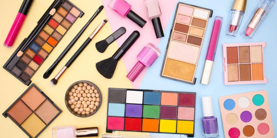 colorful makeup products