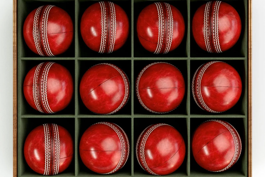 cricket balls in display box