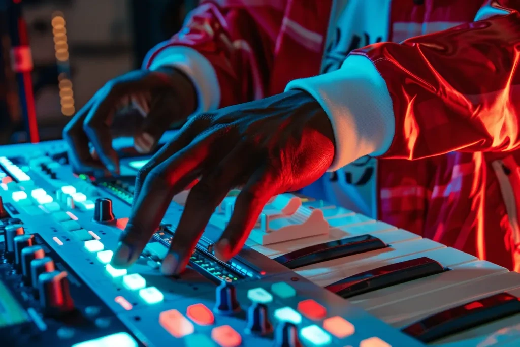 hands playing mpc drum machine