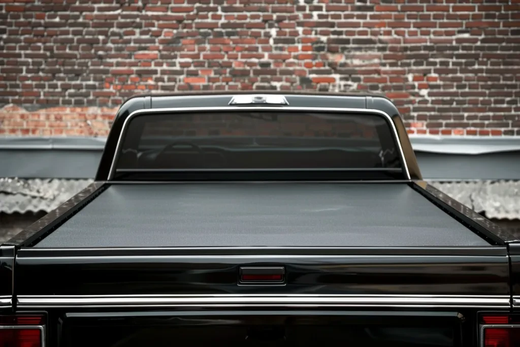 hard truck bed cover, black color with white top panel