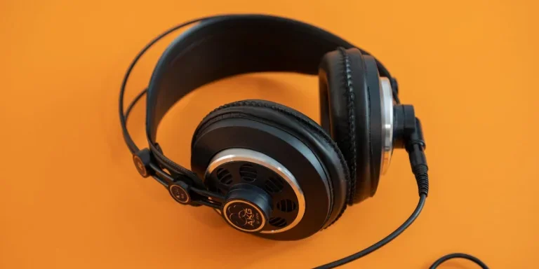 headphones on orange background