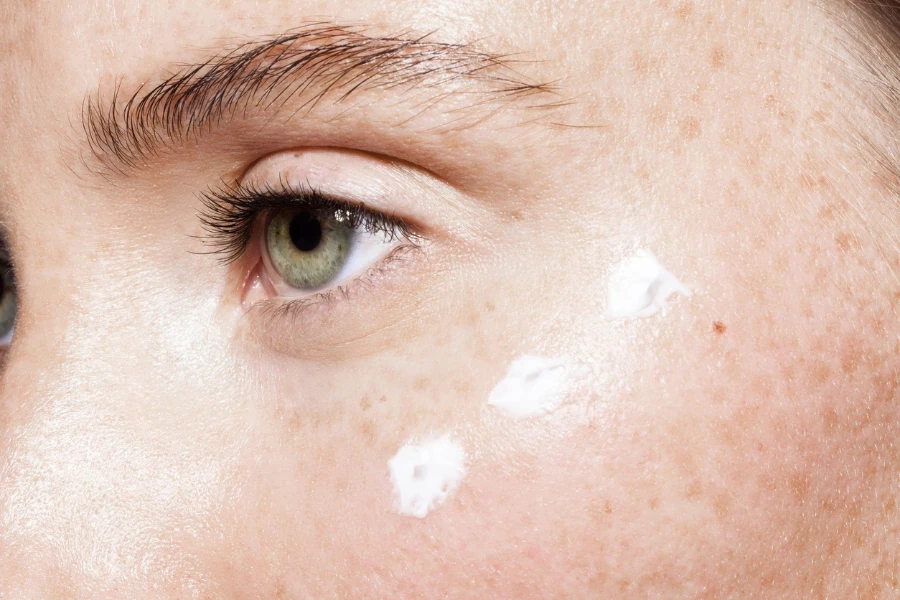 Close up of beautiful woman face with clean fresh skin
