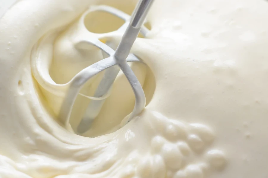 Whipping cream with a mixer
