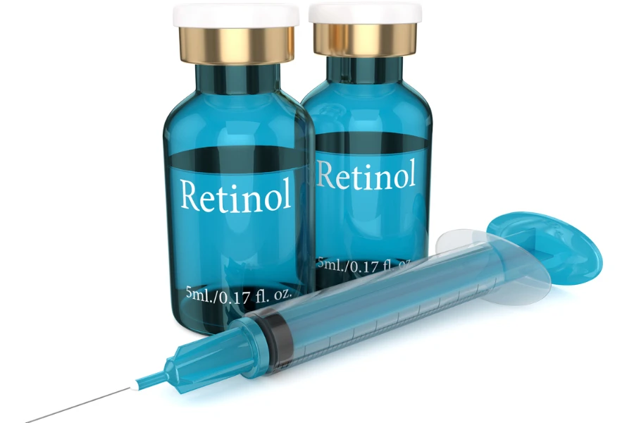 3d render of retinol bottle with dropper over white background
