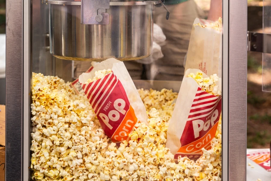 Fresh popcorn for sale at a local festival
