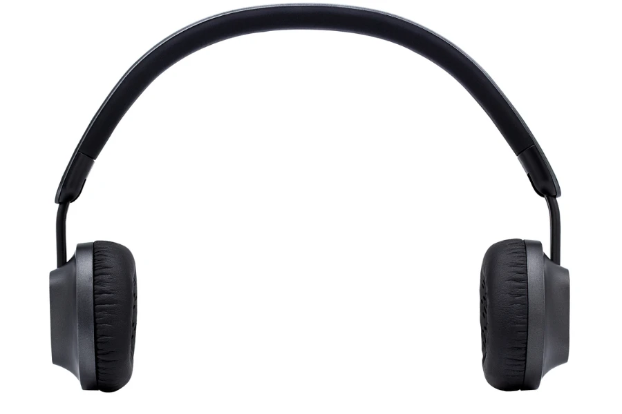 Black headphone isolated on white background