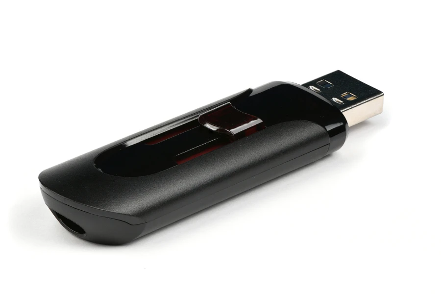 USB flash drive showing data concept on white background