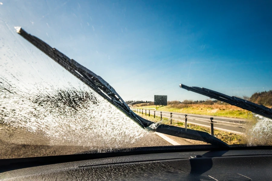 a car using wiper fluid