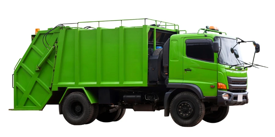 Garbage trucks into waste emptying containers for waste