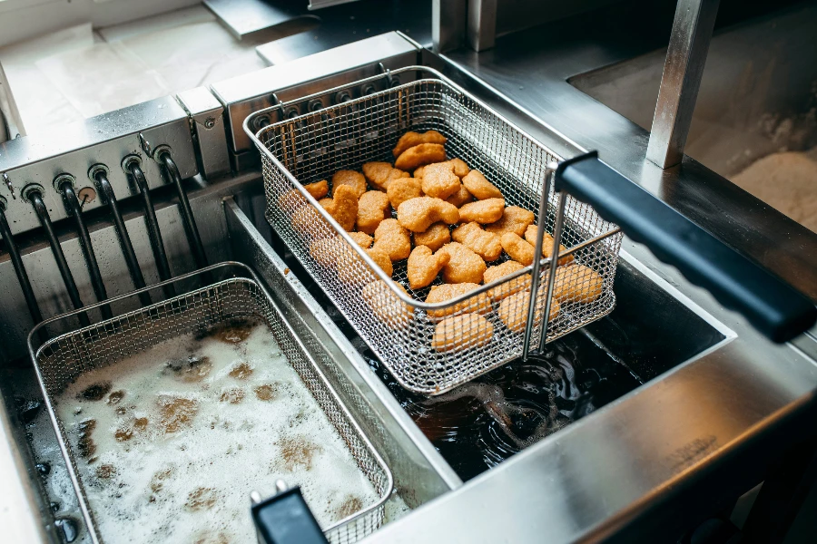 Deep fryers and grill, equipment of a fast food restaurant