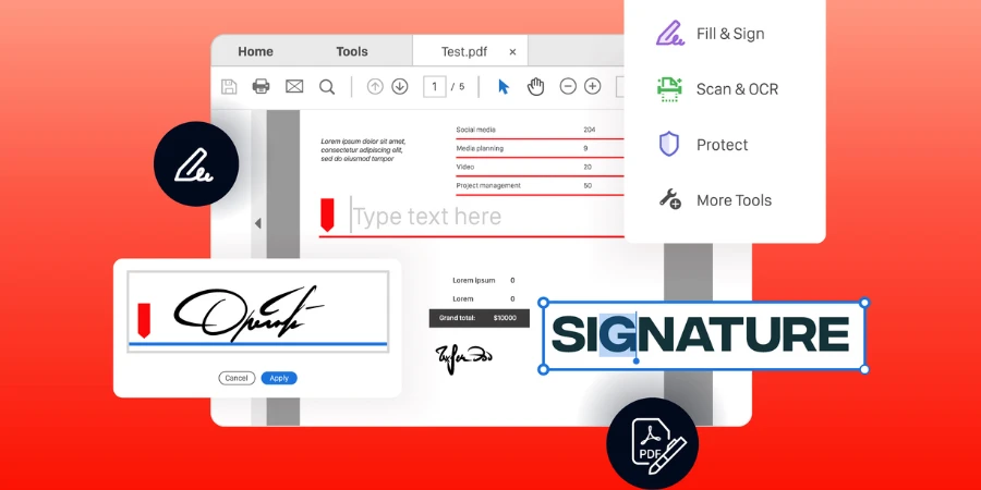 Program for creating digital signatures in pdf format